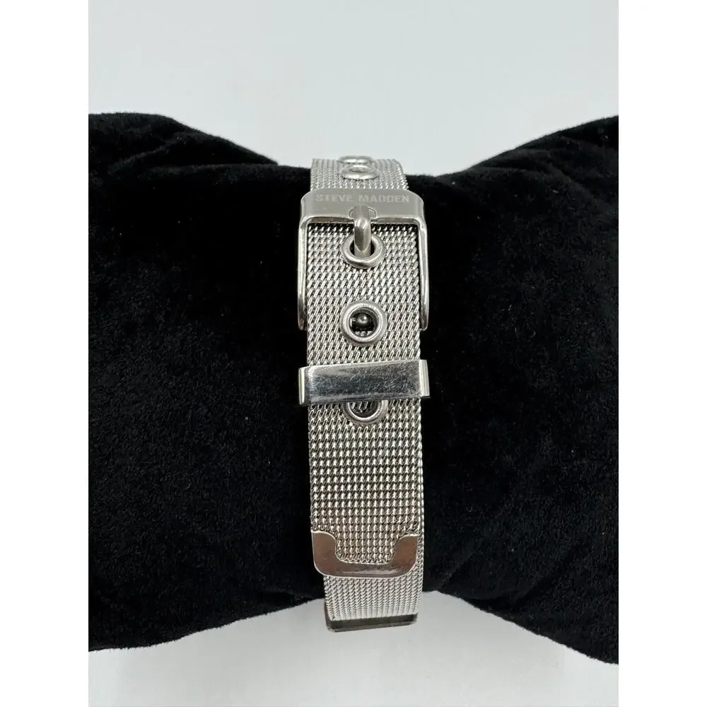 Steve Madden Silver Stainless Steel Mesh Analog Dial Watch SMWS120‎ NEW BATTERY